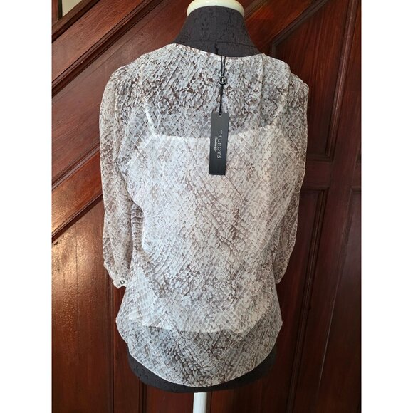 Talbots Womens Blouse Size 12P Snake Print Sheer Long Sleeve Button Front NWT - Picture 3 of 11